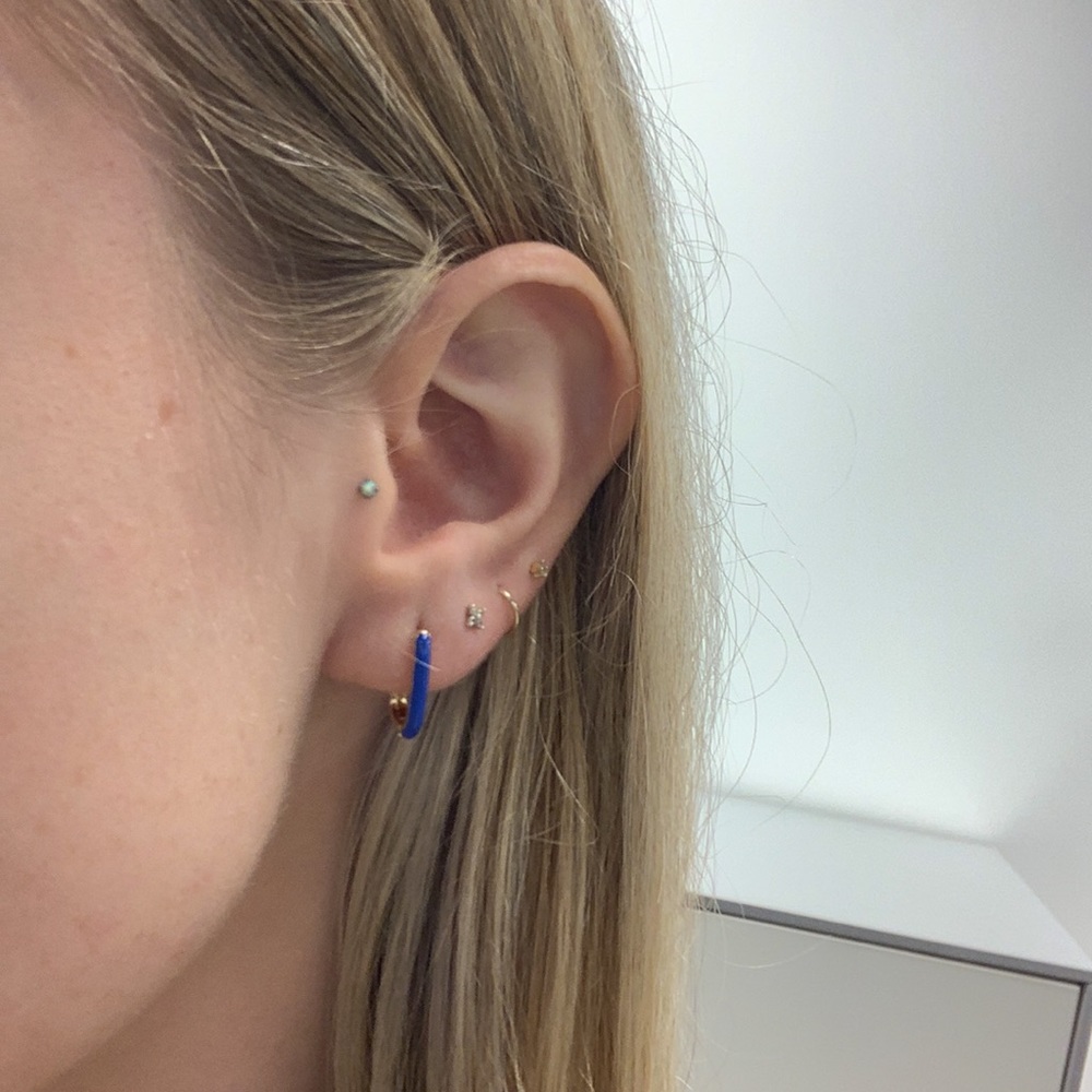 Dark Blue and gold oval hoops enamel carabiner mini